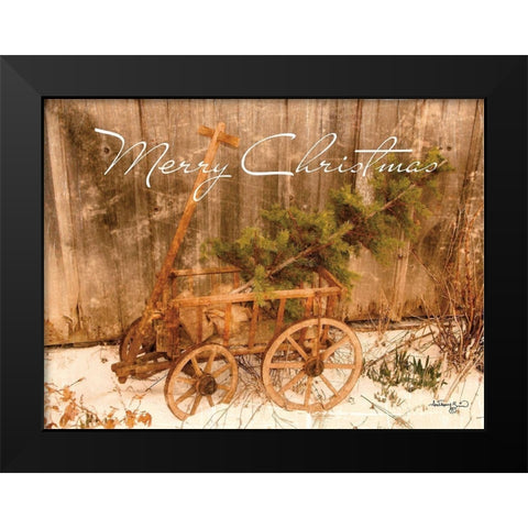 Merry Christmas Black Modern Wood Framed Art Print by Smith, Anthony