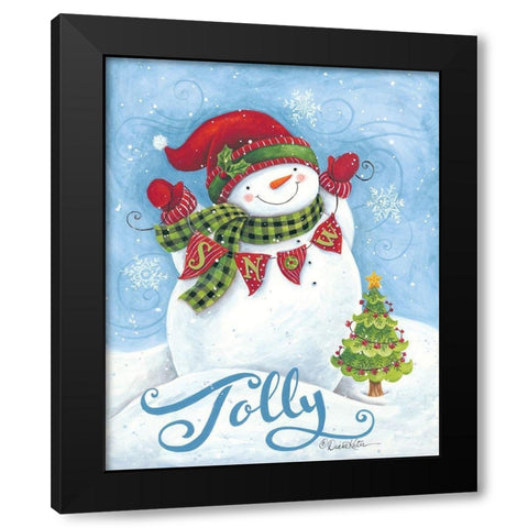 Jolly Snowman Black Modern Wood Framed Art Print by Kater, Diane