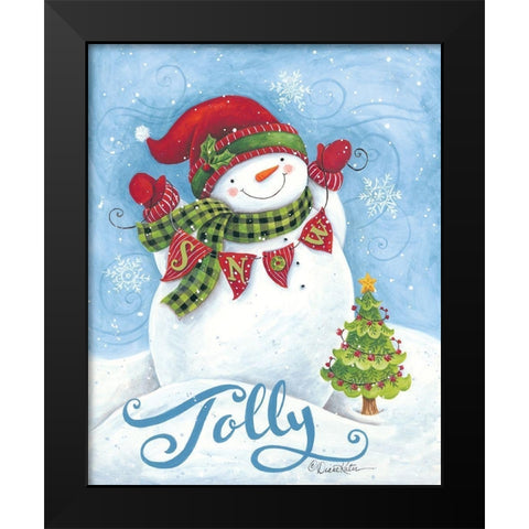 Jolly Snowman Black Modern Wood Framed Art Print by Kater, Diane