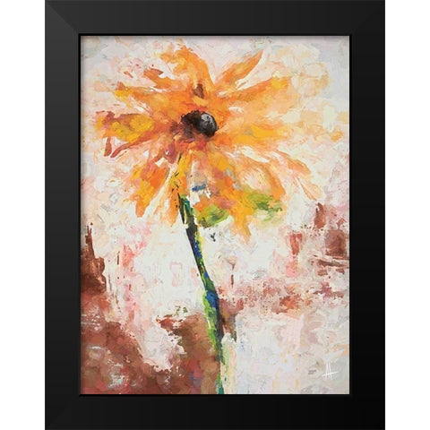 Lovely Yellow Black Modern Wood Framed Art Print by Thouthip, Anne