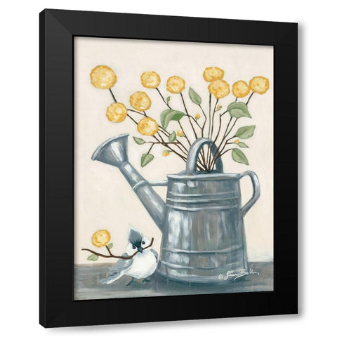 Sharing Flowers with a Friend Black Modern Wood Framed Art Print by Baker, Sara