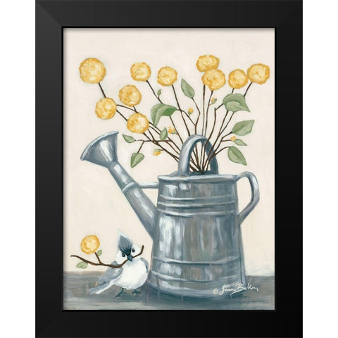 Sharing Flowers with a Friend Black Modern Wood Framed Art Print by Baker, Sara