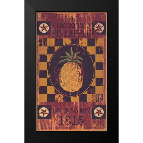 Checkered Pineapple Inn Black Modern Wood Framed Art Print by Jacobs, Billy