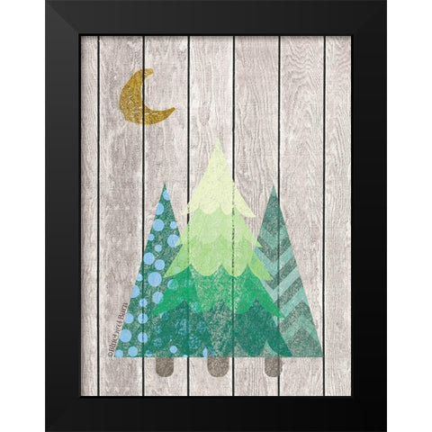 Whimsical Trees Under the Moon Black Modern Wood Framed Art Print by Bluebird Barn