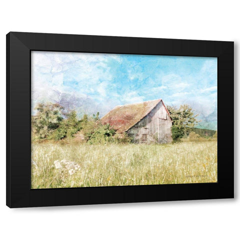 Spring Green Meadow by the Old Barn Black Modern Wood Framed Art Print with Double Matting by Bluebird Barn