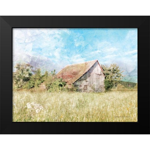 Spring Green Meadow by the Old Barn Black Modern Wood Framed Art Print by Bluebird Barn