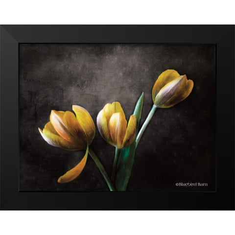 Contemporary Floral Tulips Black Modern Wood Framed Art Print by Bluebird Barn