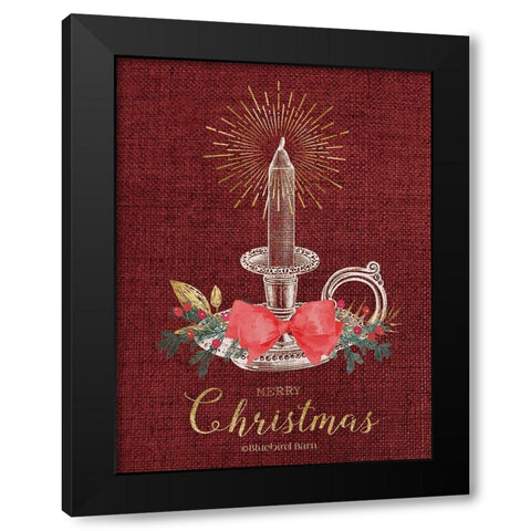 Burlap Vintage Christmas Tall Candlestick Black Modern Wood Framed Art Print by Bluebird Barn