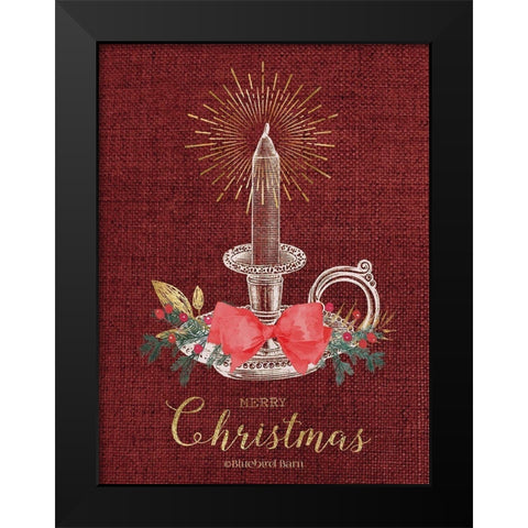 Burlap Vintage Christmas Tall Candlestick Black Modern Wood Framed Art Print by Bluebird Barn