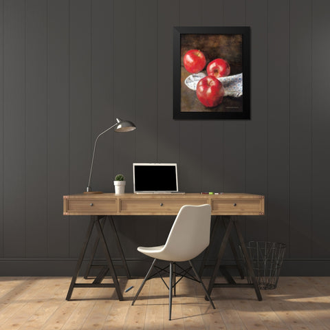 Apples and Quilt Black Modern Wood Framed Art Print by Bluebird Barn