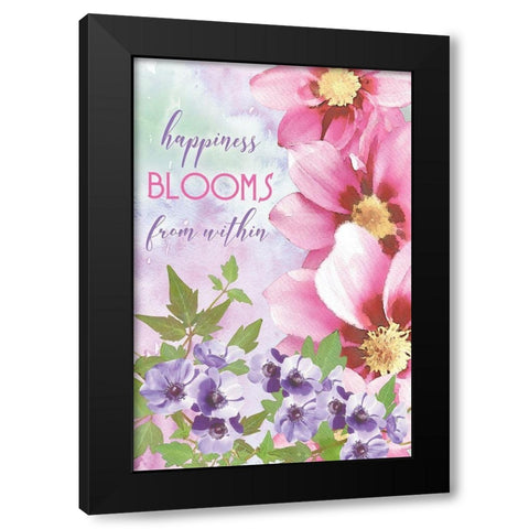 Happiness Blooms Within Black Modern Wood Framed Art Print by Bluebird Barn