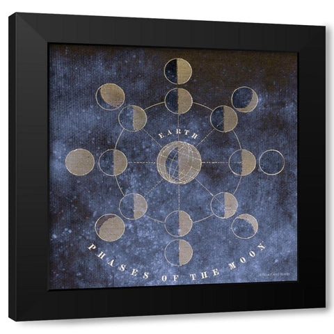 Vintage Celestial Moons Black Modern Wood Framed Art Print with Double Matting by Bluebird Barn