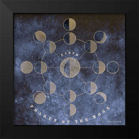 Vintage Celestial Moons Black Modern Wood Framed Art Print by Bluebird Barn