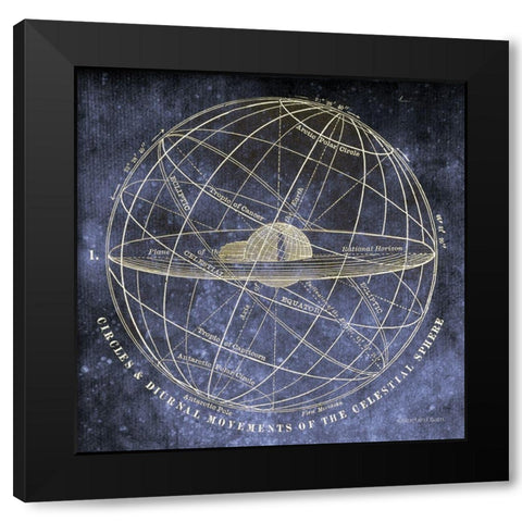 Vintage Celestial Planets Black Modern Wood Framed Art Print by Bluebird Barn