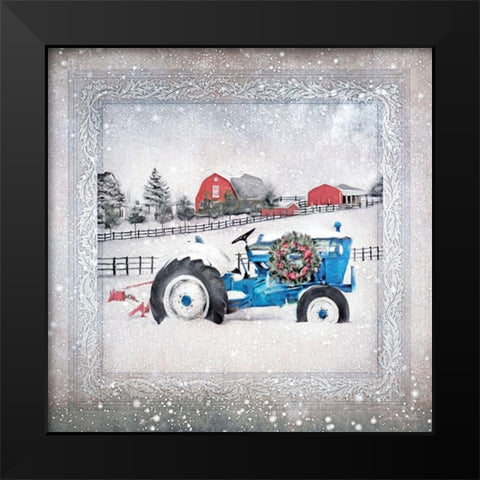 Christmas Tractor Black Modern Wood Framed Art Print by Bluebird Barn