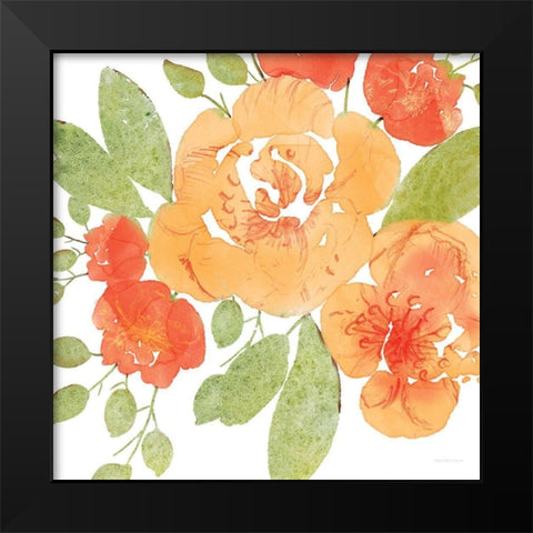 Peachy Floral II Black Modern Wood Framed Art Print by Bluebird Barn