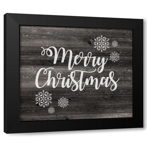 Merry Christmas Black Modern Wood Framed Art Print with Double Matting by Bluebird Barn