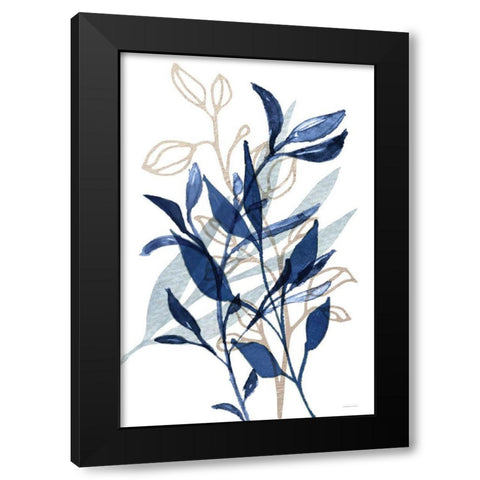 Botanical Blues I Black Modern Wood Framed Art Print with Double Matting by Bluebird Barn