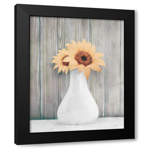 Farmhouse Sunflowers Black Modern Wood Framed Art Print with Double Matting by Bluebird Barn