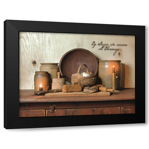 By Grace Black Modern Wood Framed Art Print by Boyer, Susie