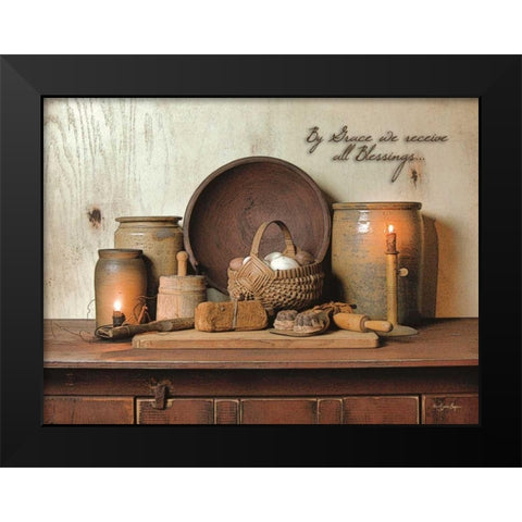 By Grace Black Modern Wood Framed Art Print by Boyer, Susie
