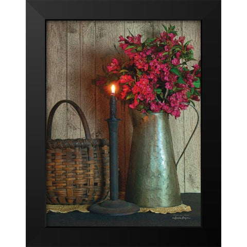 Basket and Blossoms Black Modern Wood Framed Art Print by Boyer, Susie