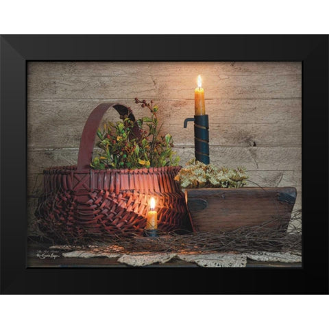 The Red Basket Black Modern Wood Framed Art Print by Boyer, Susie