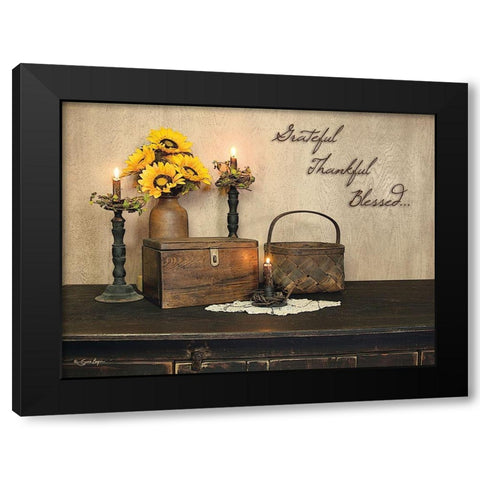 Grateful, Thankful, Blessed Black Modern Wood Framed Art Print by Boyer, Susie