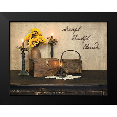 Grateful, Thankful, Blessed Black Modern Wood Framed Art Print by Boyer, Susie
