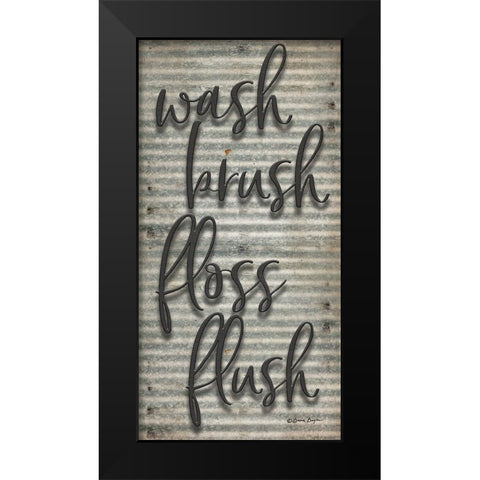 Wash Brush Floss Flush Black Modern Wood Framed Art Print by Boyer, Susie