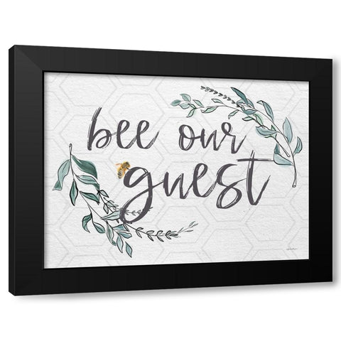 Bee Our Guest Black Modern Wood Framed Art Print by Boyer, Susie