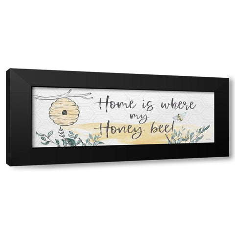 Home Is Where My Honey Bee Black Modern Wood Framed Art Print with Double Matting by Boyer, Susie