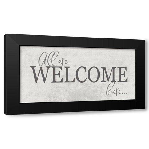 All are Welcome Here Black Modern Wood Framed Art Print by Boyer, Susie