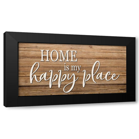 Home is My Happy Place Black Modern Wood Framed Art Print by Boyer, Susie