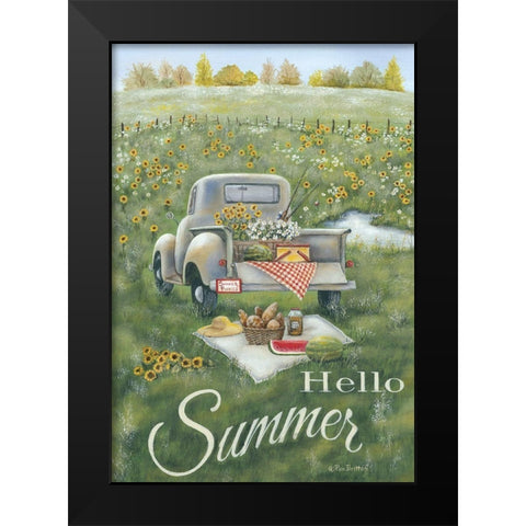 Hello Summer Black Modern Wood Framed Art Print by Britton, Pam