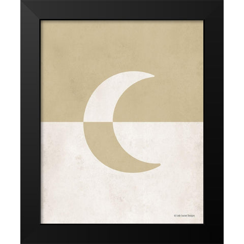 Neutral Nursery Half Moon Black Modern Wood Framed Art Print by Lady Louise Designs