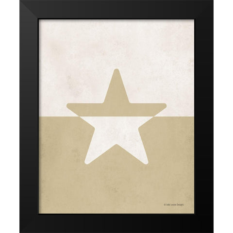 Neutral Nursery Half Star Black Modern Wood Framed Art Print by Lady Louise Designs