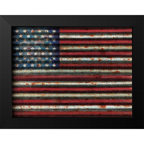 American Flag Black Modern Wood Framed Art Print by Jacobs, Cindy