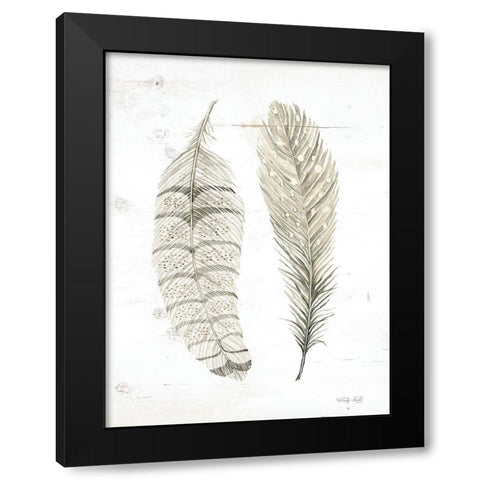 Feather I Black Modern Wood Framed Art Print with Double Matting by Jacobs, Cindy