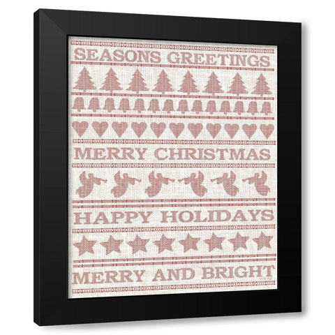 Holiday Sentiments Stitchery I Black Modern Wood Framed Art Print with Double Matting by Jacobs, Cindy