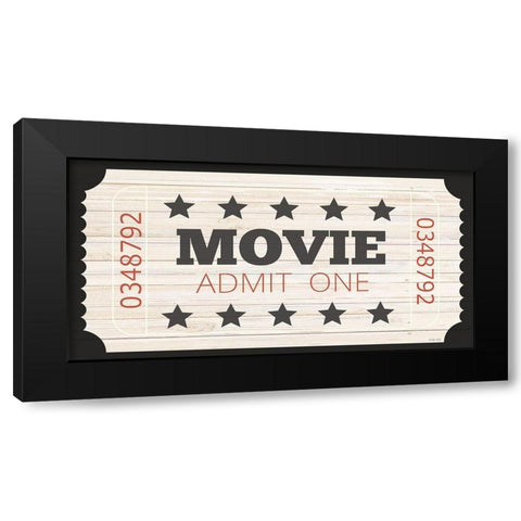 Admit One Movie Ticket Black Modern Wood Framed Art Print with Double Matting by Jacobs, Cindy