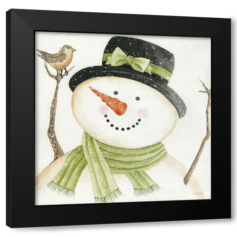 Mrs. Frosty Black Modern Wood Framed Art Print with Double Matting by Jacobs, Cindy