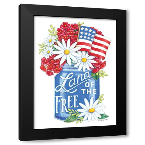 Land of the Free Blue Mason Jar Black Modern Wood Framed Art Print with Double Matting by Strain, Deb