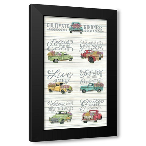 Cultivate Kindness Black Modern Wood Framed Art Print by Strain, Deb