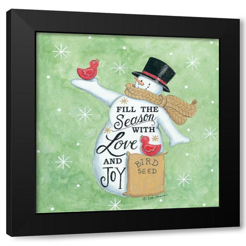 Fill the Season Snowman Black Modern Wood Framed Art Print by Strain, Deb