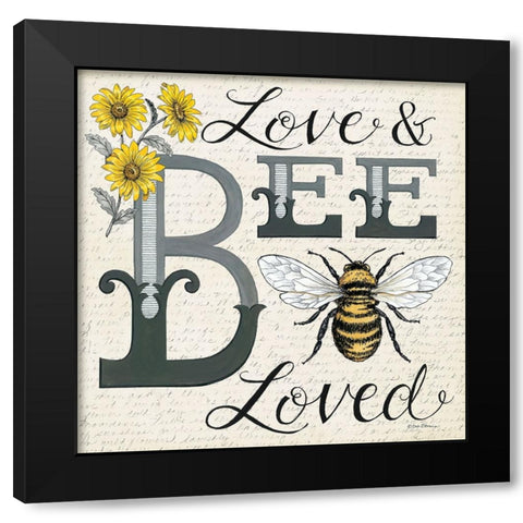 Love And Bee Loved Black Modern Wood Framed Art Print with Double Matting by Strain, Deb
