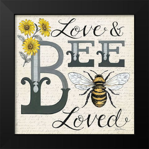 Love And Bee Loved Black Modern Wood Framed Art Print by Strain, Deb