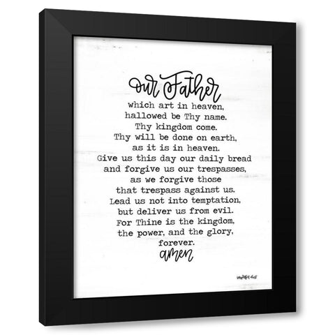 Lords Prayer Black Modern Wood Framed Art Print by Imperfect Dust
