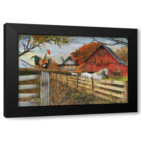 Standing Guard Rooster Black Modern Wood Framed Art Print by Wargo, Ed