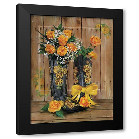 Rosey Cowboy Boots II Black Modern Wood Framed Art Print with Double Matting by Wargo, Ed